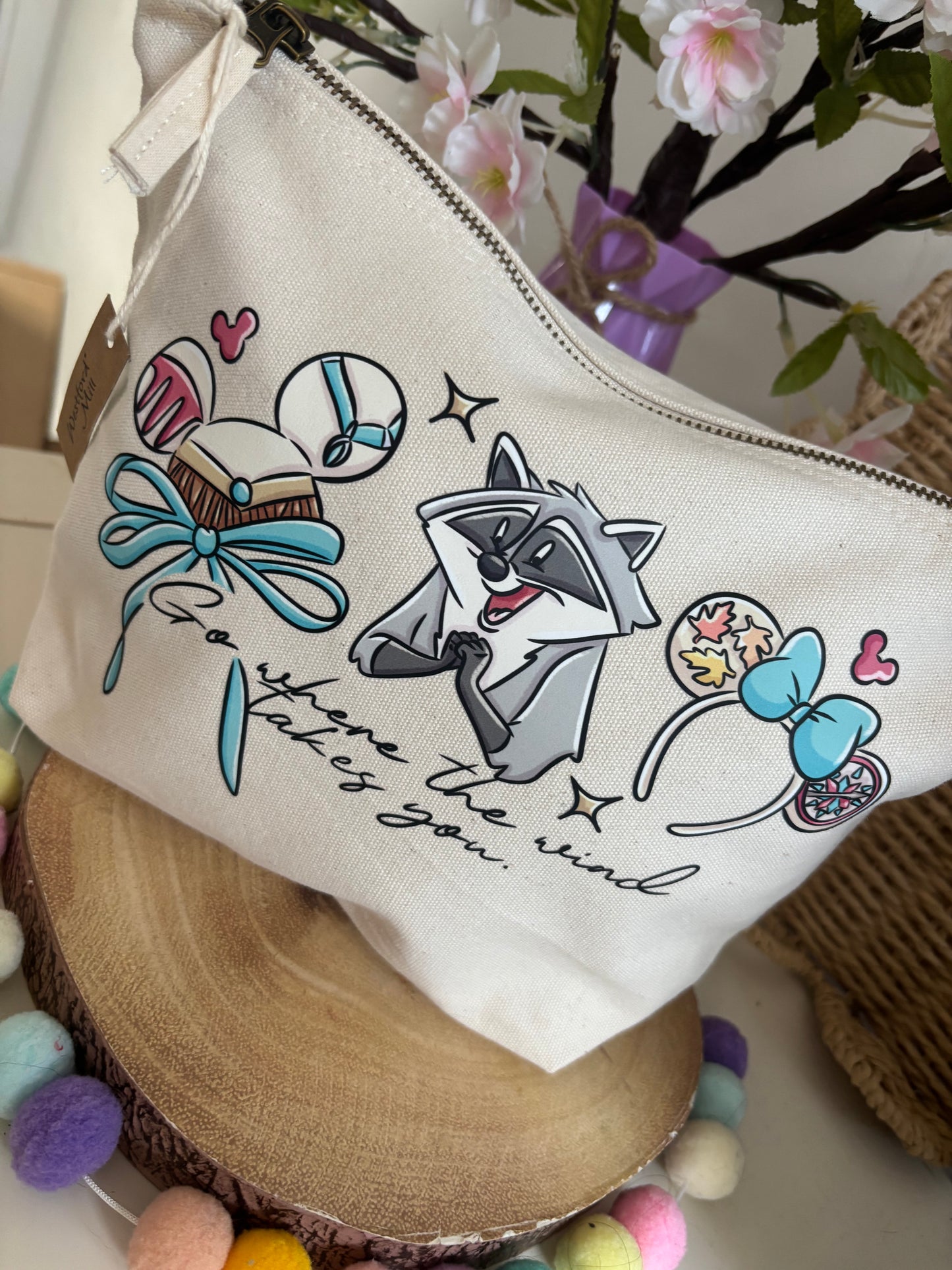 Pocahontas Meeko Make Up Bag Theme Cotton Canvas Accessories Bags, Printed Inspired Bags, Cosmetics Bags