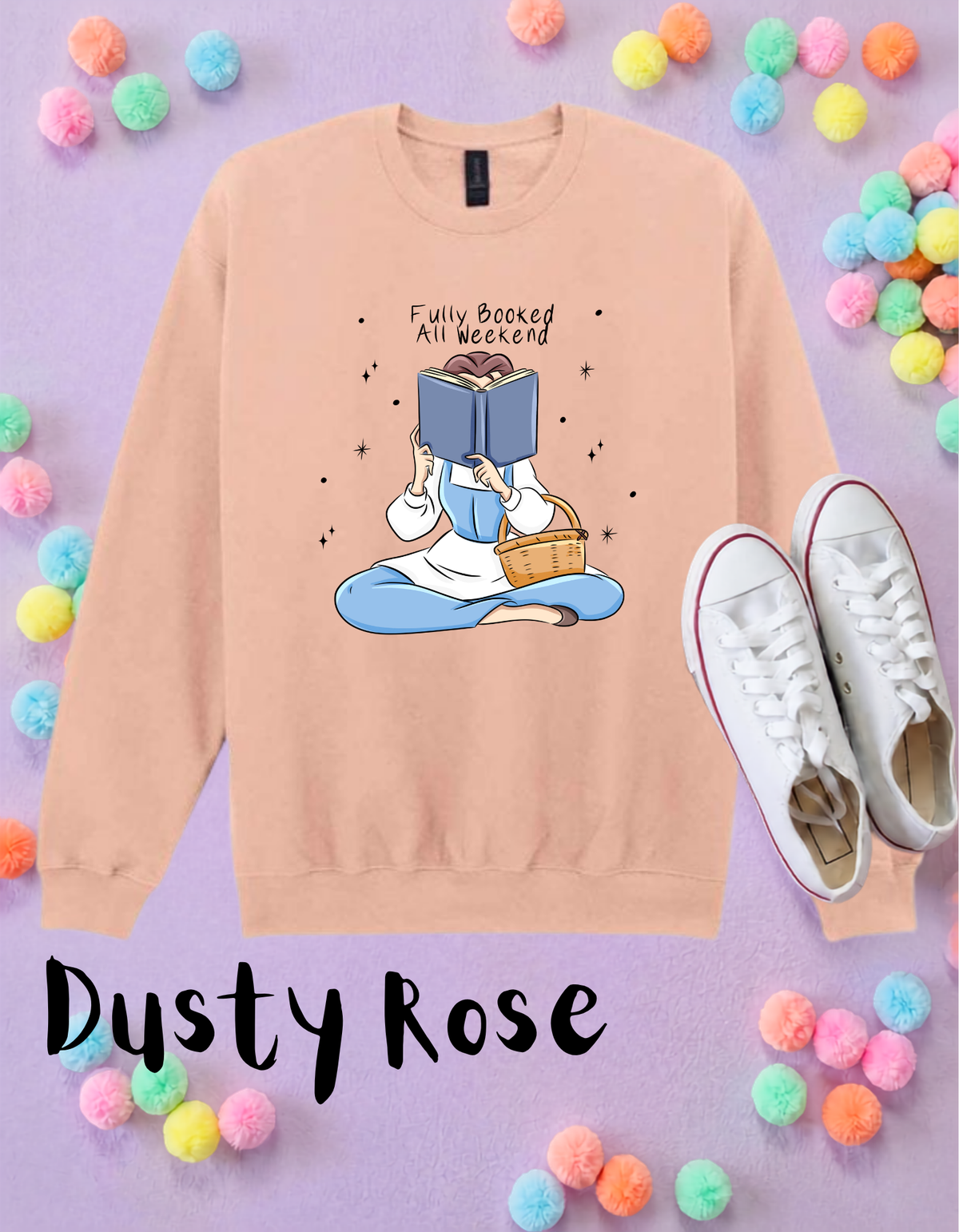 Fully Booked Belle Sweatshirt, Ears, Florida, Orlando, Jumper, Halloween Outfits, - Adults & Kids Sizes - Cotton Sweatshirt