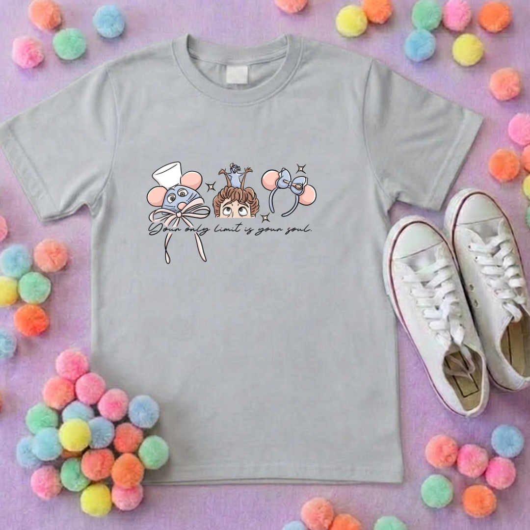 Chez Remi Rat Inspired Printed T-Shirt, French Mouse Chef, Ratatouille - Adults & Kids Sizes - Cotton T-Shirt