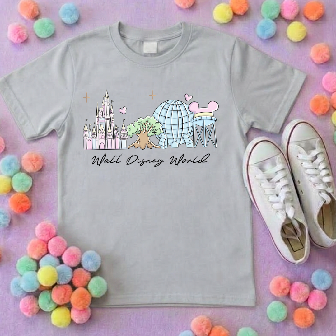Exclusive Design, 4 Park Pastel Tee, Park Life T-Shirt, Ears, Florida, Orlando, Cruise Holidays T-Shirts, Holiday Outfits - Adults & Kids Sizes - Cotton T-Shirt