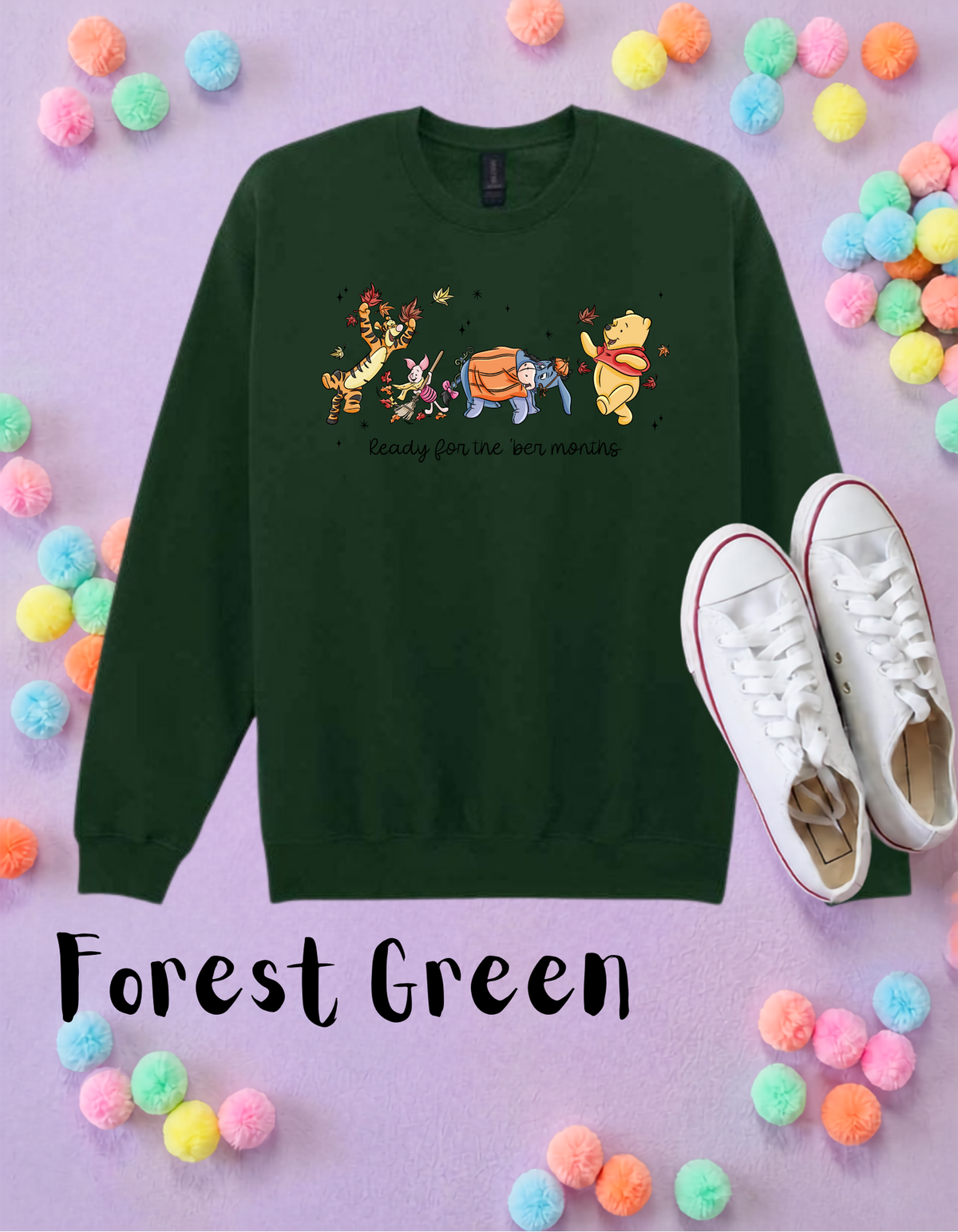 Pooh 'Ber Months Sweatshirt, Ears, Florida, Orlando, Jumper, Halloween Outfits, - Adults & Kids Sizes - Cotton Sweatshirt