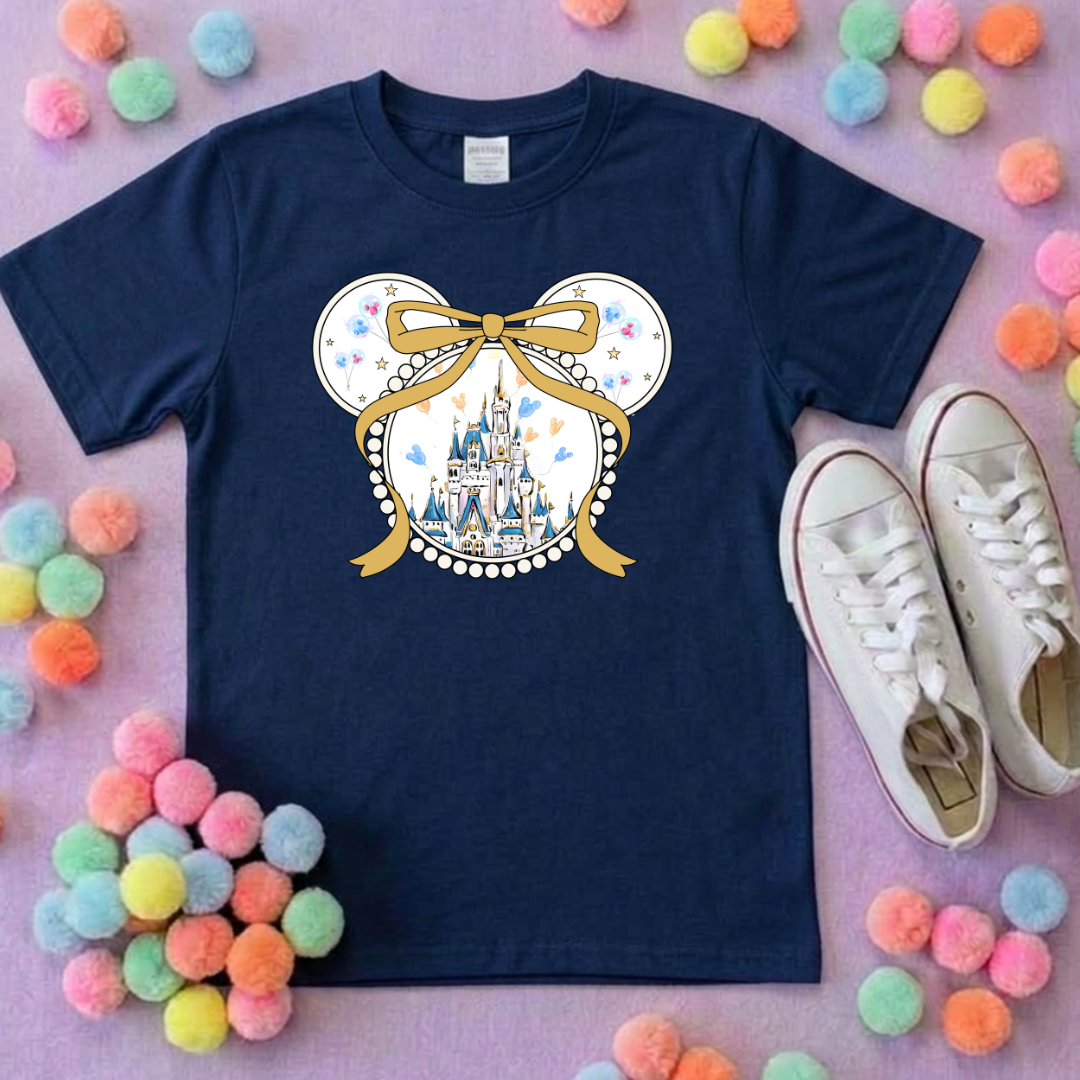 Magical Castle Bow Printed Pink T-Shirt, Florida, Orlando, Magical World - Adults & Kids Sizes