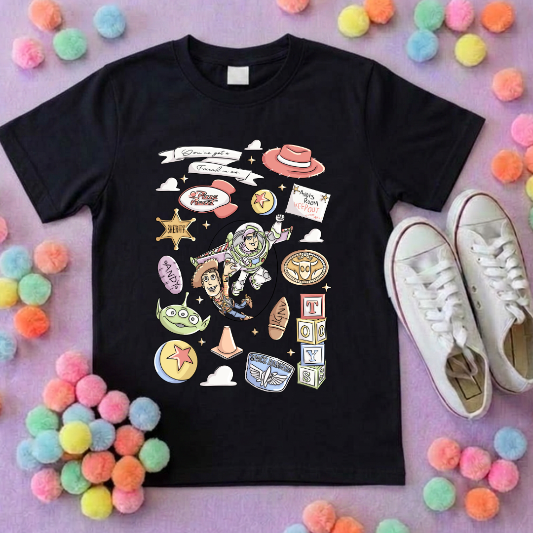Story Toy Inspired Full Art Printed Ears T-Shirt, Florida, Orlando, Bo Peep, Jessie, Buzz, Toy Story - Adults & Kids Sizes - Cotton T-Shirt