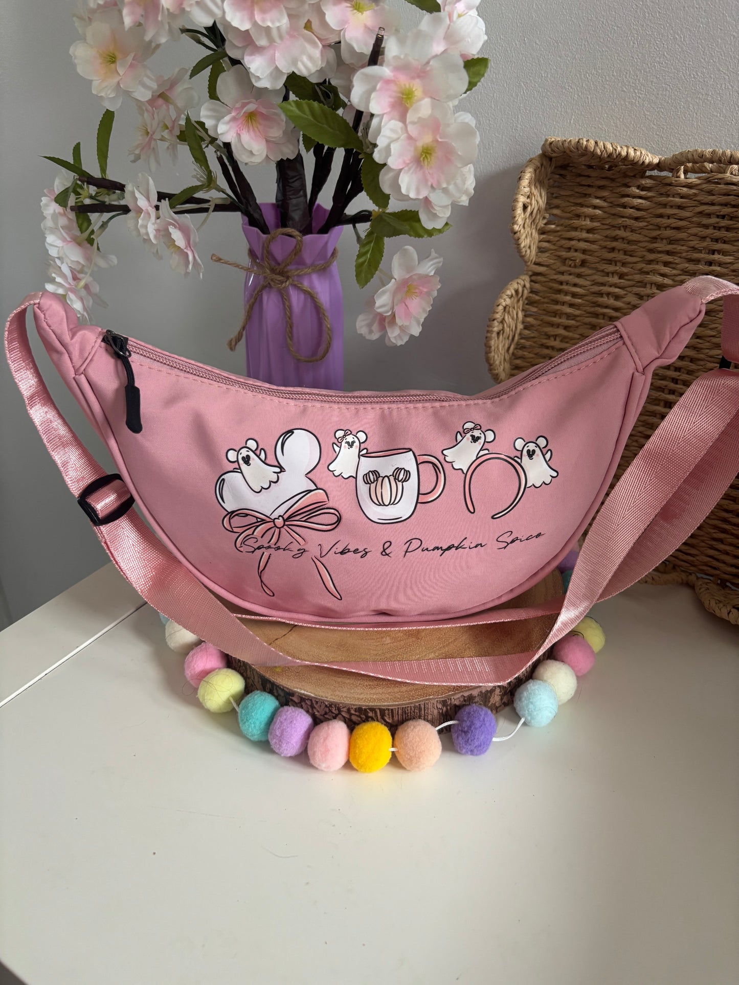 Halloween Ghosties Magic Mouse Dumpling Bags, Printed Inspired Make Up Bags, Ears Bags, Florida, Orlando, Paris, Crossbody Bum Bag