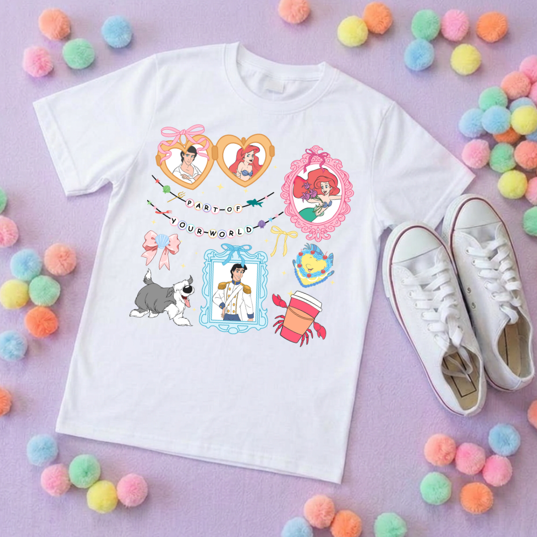 Mermaid Little Inspired Printed T-Shirt, Underwater, Little Mermaid, Ariel and Friends - Adults & Kids Sizes - Cotton T-Shirt