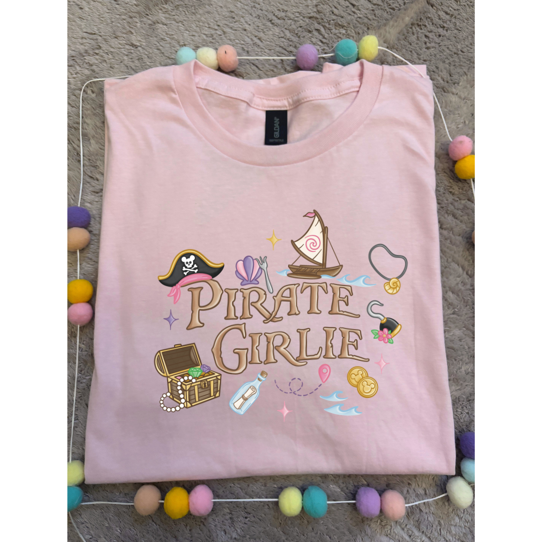 Pirate Girlies Park Life T-Shirt, Ears, Florida, Orlando, Cruise Holidays T-Shirts, Holiday Outfits - Adults & Kids Sizes - Cotton T-Shirt