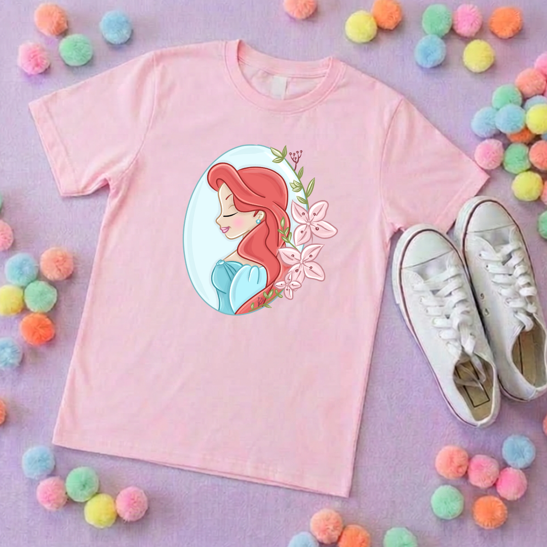 Ariel & Flowers, Mermaid Little Inspired Printed T-Shirt, Underwater, Little Mermaid, Ariel and Friends - Adults & Kids Sizes - Cotton T-Shirt