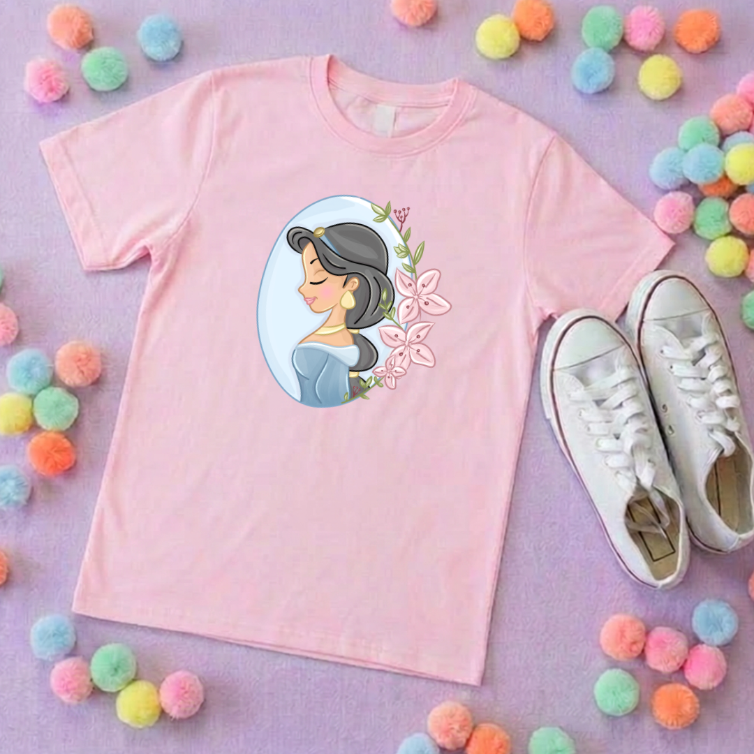 Jasmine & Flowers Inspired Printed T-Shirt, Princess, Magical Kingdom, Inspired Character T-Shirts - Adults & Kids Sizes - Cotton T-Shirt