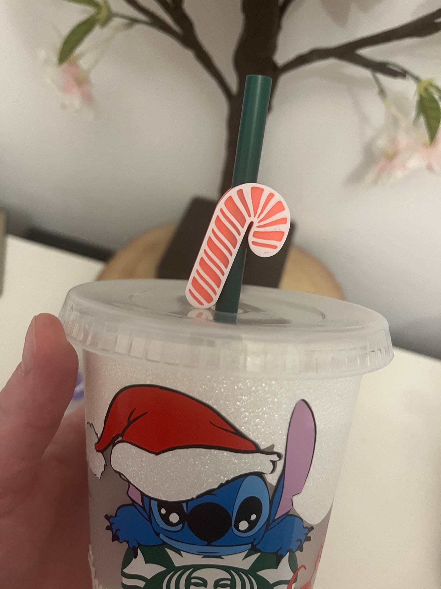 Candy Cane 3D Printed Straw Topper, Christmas Cup, Cold Cup Straw Topper, Christmas Candy Cane Lane