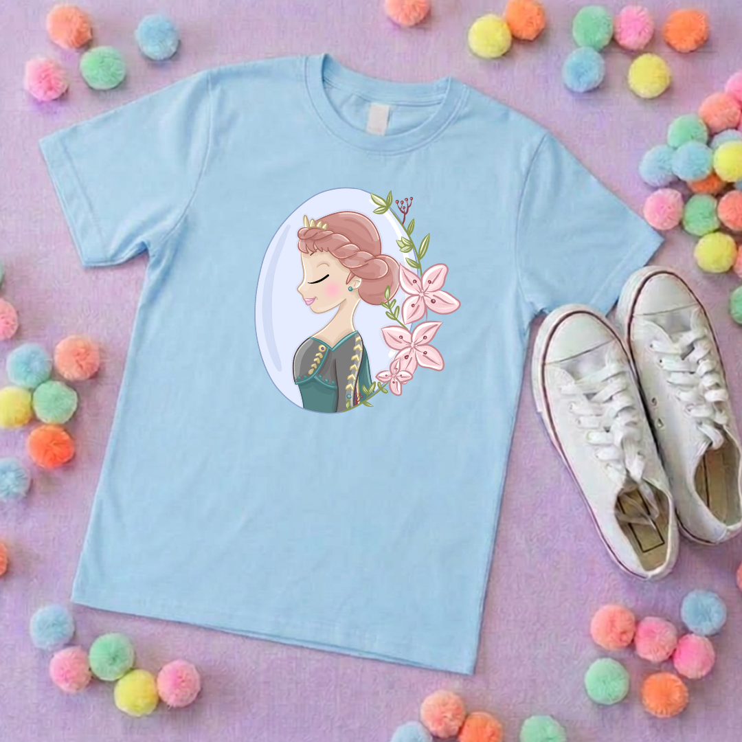 Anna & Flowers Inspired Printed T-Shirt, Princess, Magical Kingdom, Inspired Character T-Shirts - Adults & Kids Sizes - Cotton T-Shirt