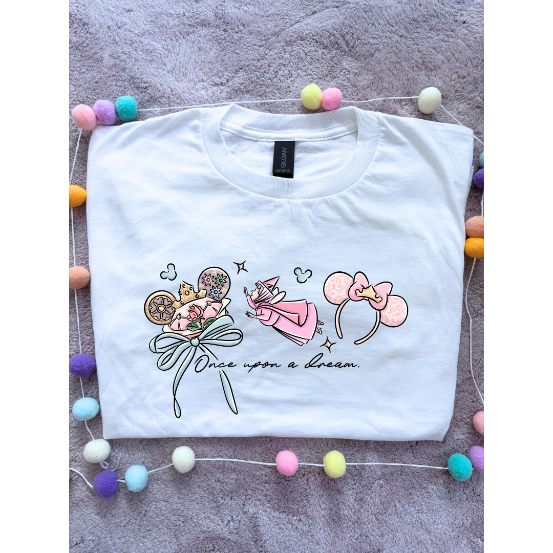 Sleeping Princess Inspired Printed T-Shirt, Princess Movie, Mouse Ears, Princess- Adults & Kids Sizes - Cotton T-Shirt