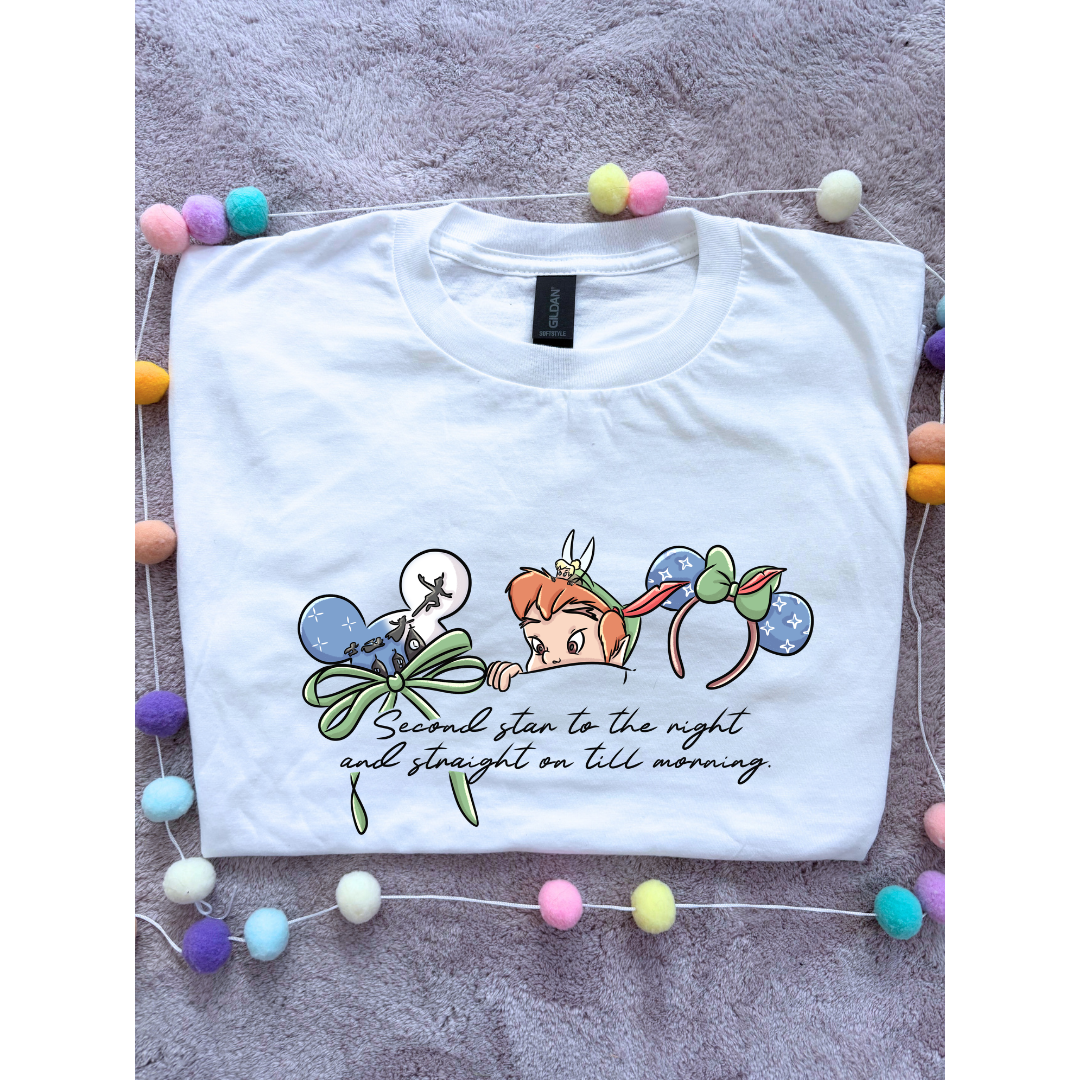 Neverland Tinkerbelle Inspired Printed T-Shirt, Neverland Movie, Mouse Ears, Princess- Adults & Kids Sizes - Cotton T-Shirt