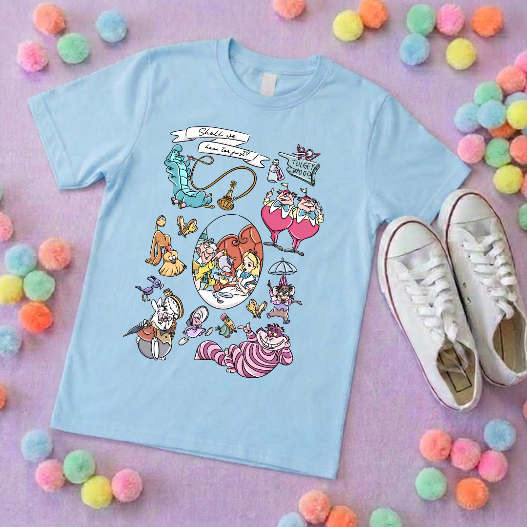 Alice, Smiley Cat Full Art Inspired Ears T-Shirt, Florida, Orlando - Adults & Kids Sizes - Cotton T-Shirt