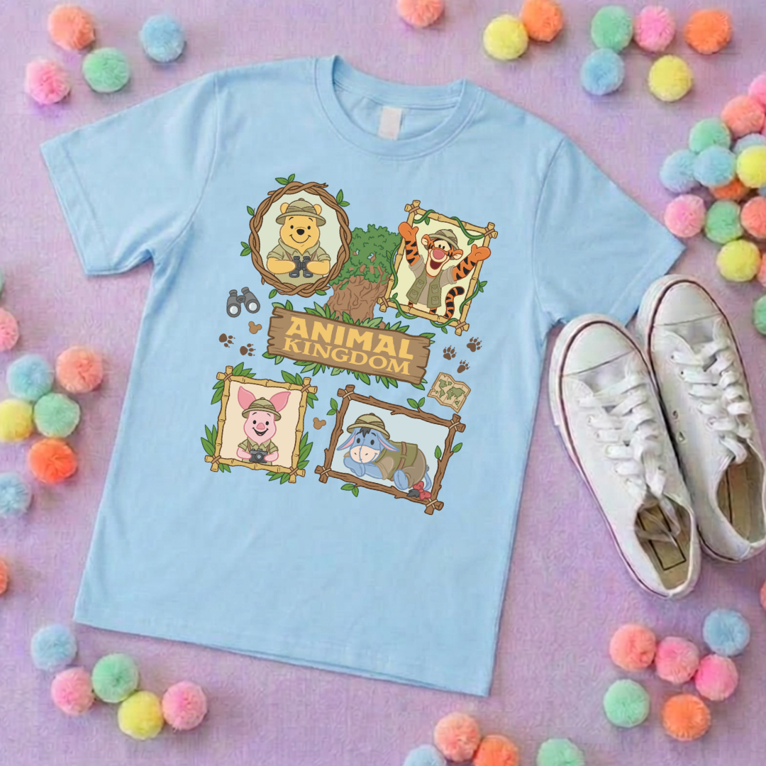 Pooh Animal Kingdom Full Art Park Life T-Shirt, Ears, Florida, Orlando, Cruise Holidays T-Shirts, Holiday Outfits - Adults & Kids Sizes - Cotton T-Shirt