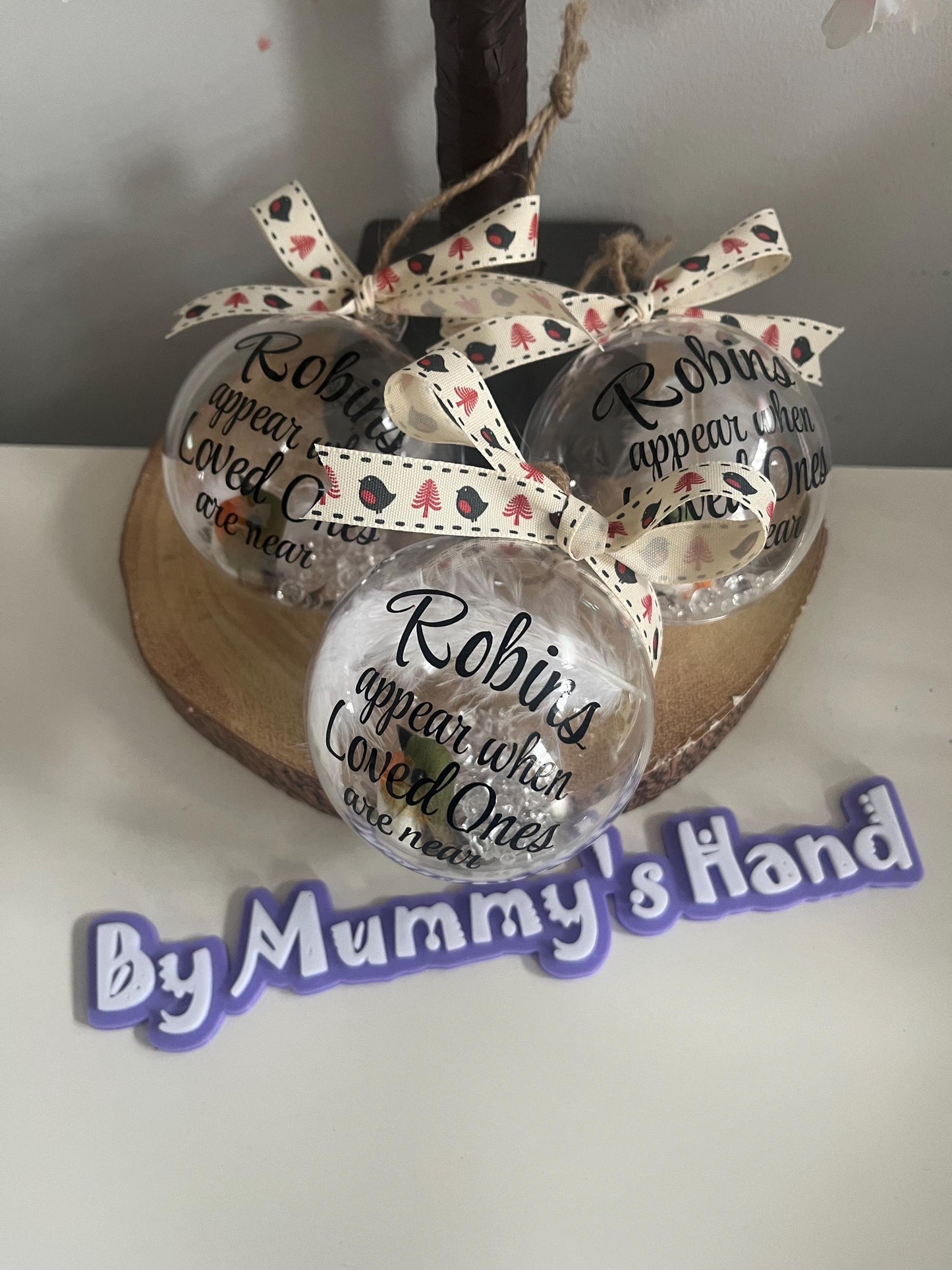 Robin Bauble, Lost Loved Ones Bauble, Personalised Handmade Christmas Tree Bauble, Robin Lost Loved One, Memorial Bauble