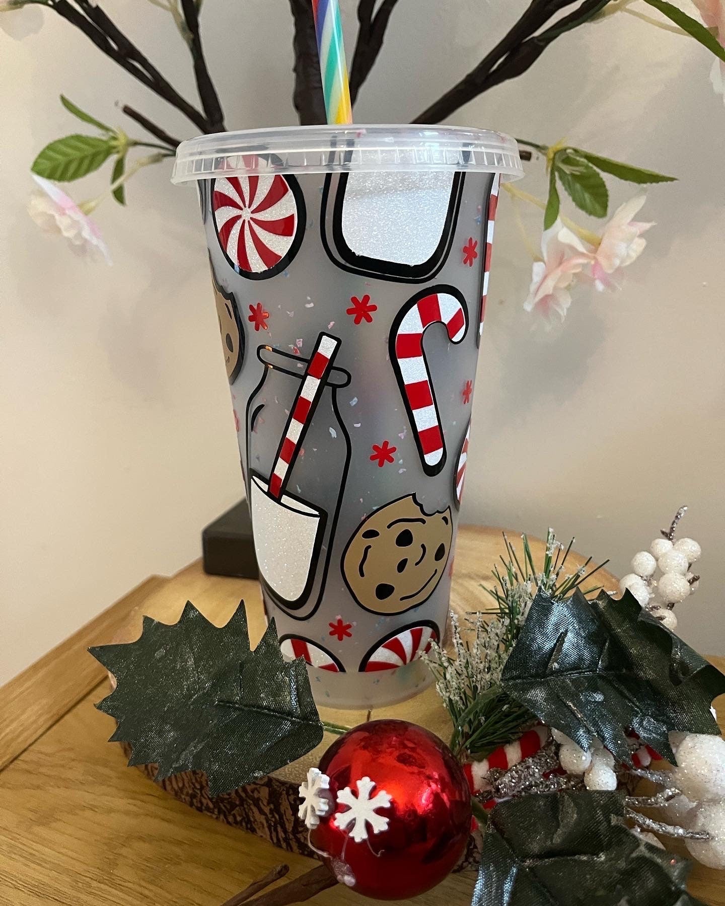 Personalised Cold Cups, Christmas Cookies and Milk Cold Cup Tumbler, Colour Changing Cold Cups, Christmas Decor, Christmas Movie