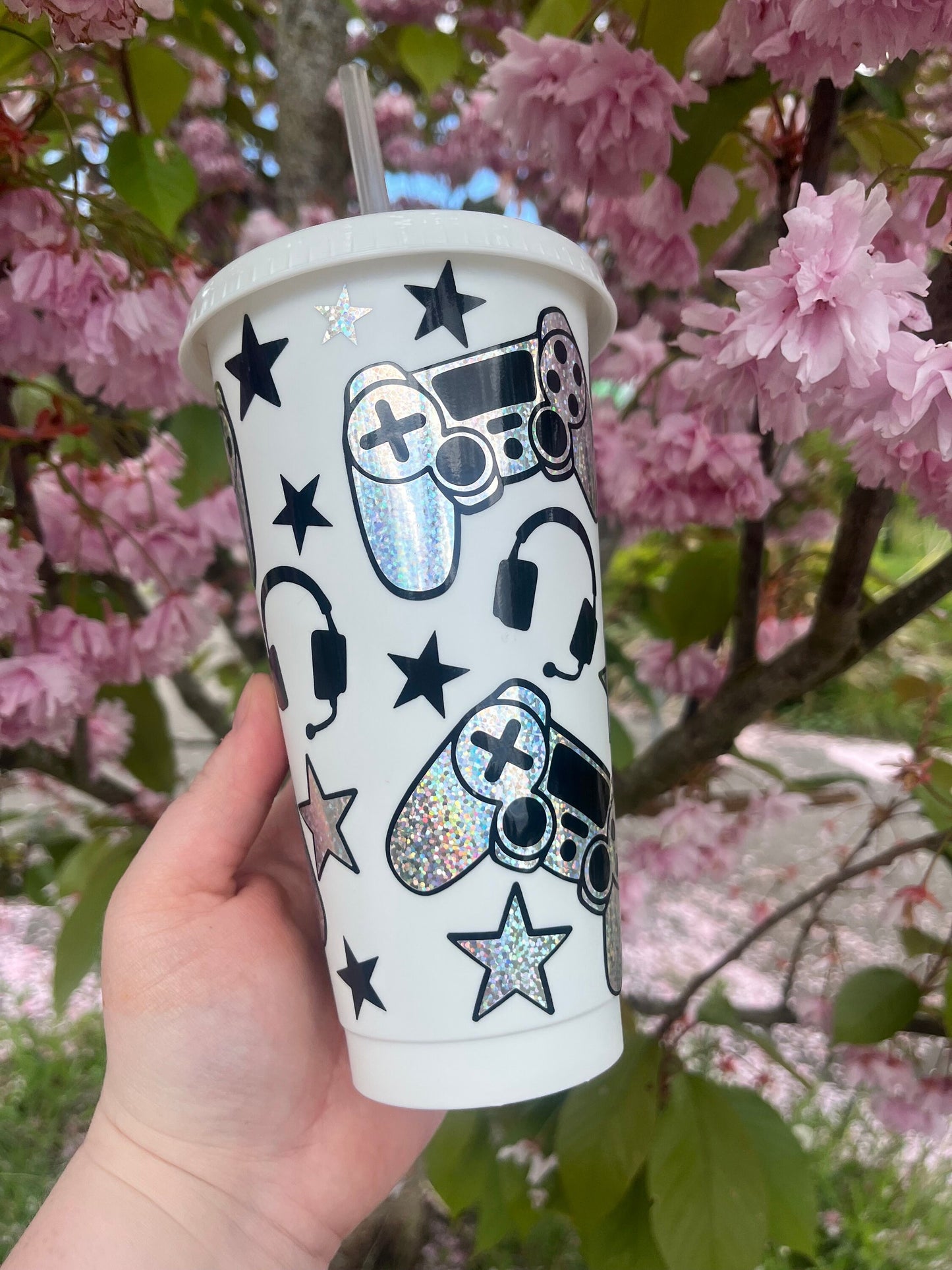 Gamer Theme, White Gamer Inspired Theme Tumbler, Gamer Era, Cold Cup, Summer Drinks Cup, Play Station Inspired Cup