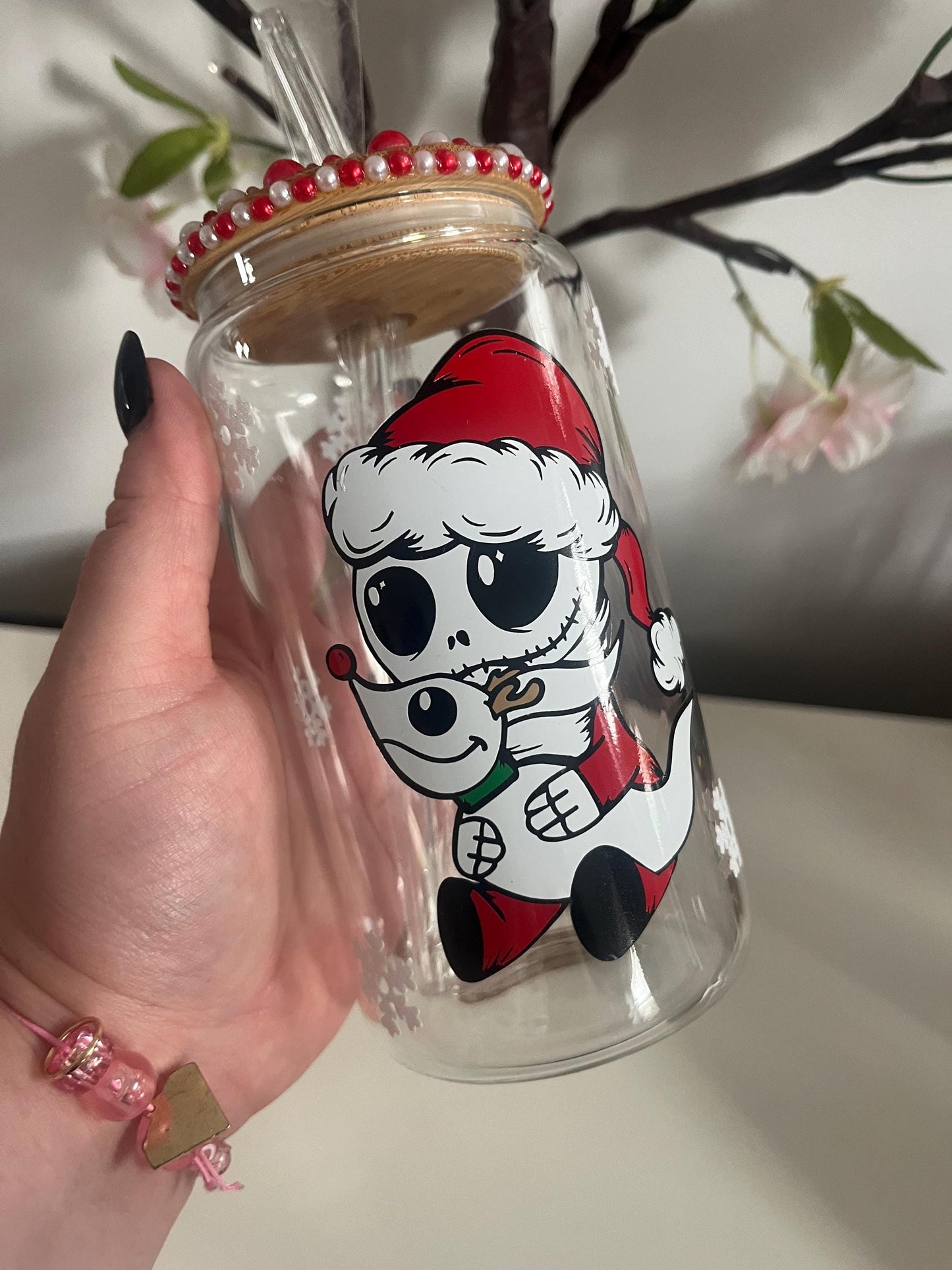Personalised Can Glasses, Nightmare Before Christmas, Pumpkin King Cold Cup, Jack Skellington NBC Decor, Jack and Sally, Iced Latte,