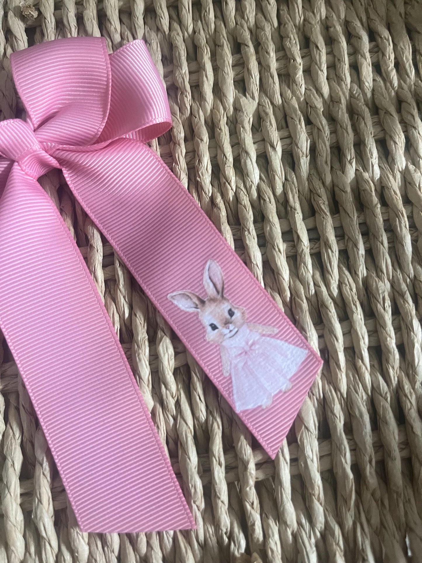Pink Bunny Bows, Personalised Bunny Bow, Easter Bunny Bows, Personalised Name Bows