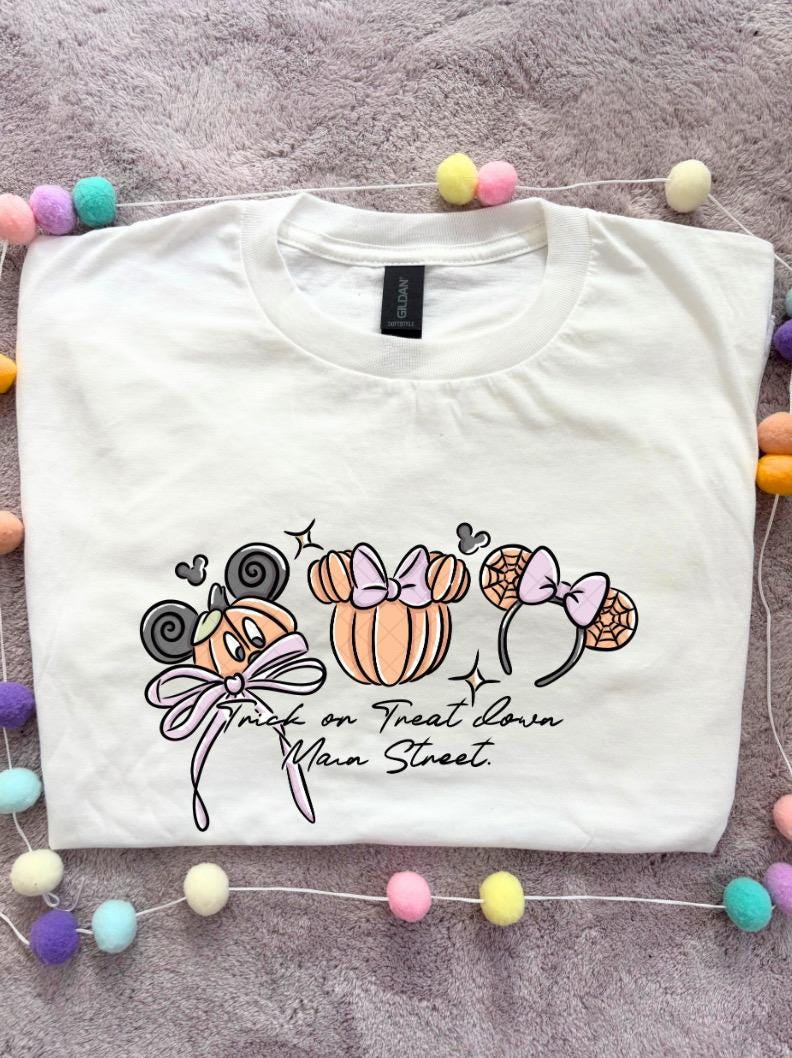 Pumpkin Trick or Treat T-Shirt, Ears, Florida, Orlando, Halloween T-Shirts, Pumpkin Halloween Outfits - Adults & Kids Sizes - Cotton T-Shirt