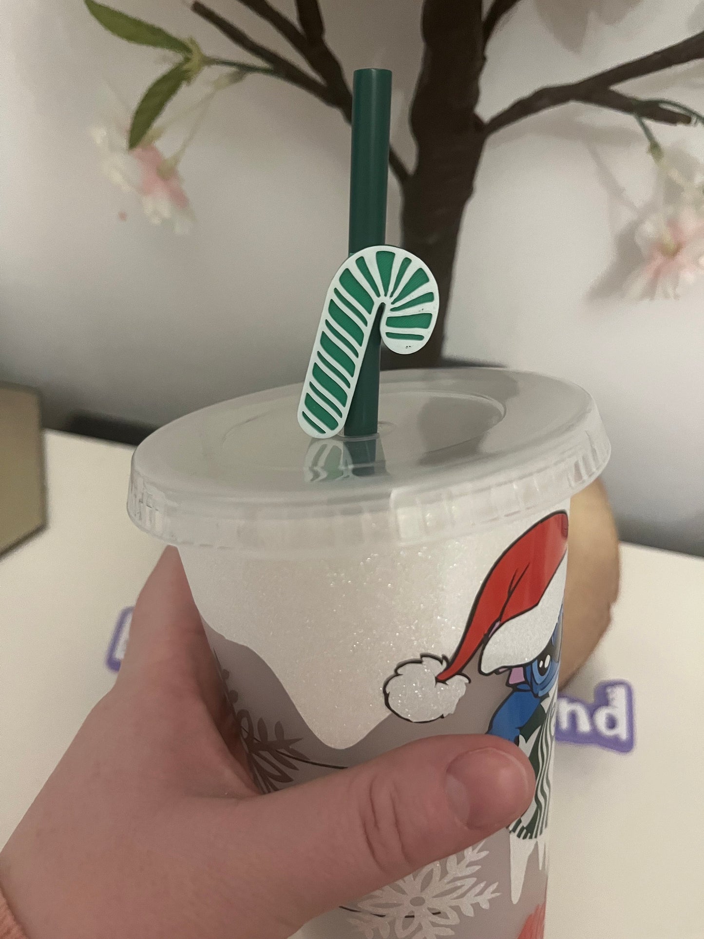 Candy Cane 3D Printed Straw Topper, Christmas Cup, Cold Cup Straw Topper, Christmas Candy Cane Lane