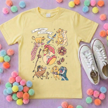King Lion Full Art Inspired Printed Sand T-Shirt, Safari, Tree of Life, Inspired Character T-Shirts - Adults & Kids Sizes - Cotton T-Shirt