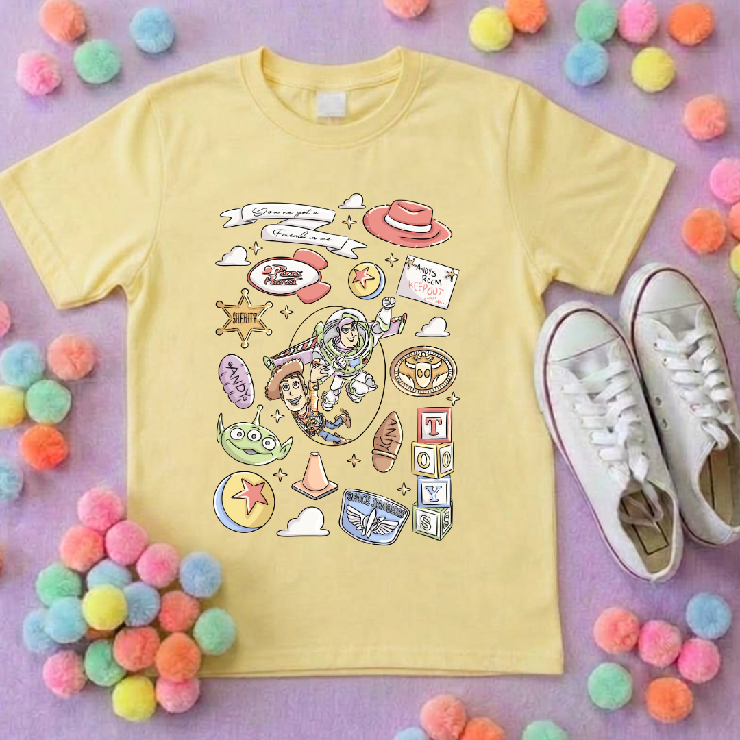 Story Toy Inspired Full Art Printed Ears T-Shirt, Florida, Orlando, Bo Peep, Jessie, Buzz, Toy Story - Adults & Kids Sizes - Cotton T-Shirt
