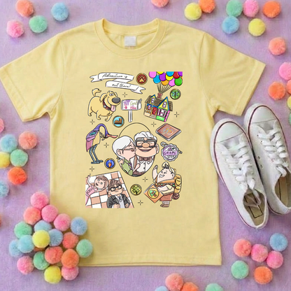 Up Full Art House Inspired Printed White T-Shirt, Florida, Orlando, Ellie and Karl, Kevin, Dug - Adults & Kids Sizes - Cotton T-Shirt