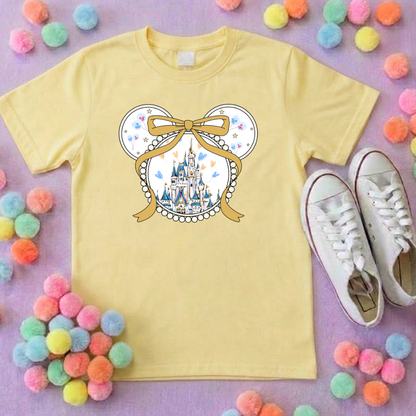 Magical Castle Bow Printed Pink T-Shirt, Florida, Orlando, Magical World - Adults & Kids Sizes
