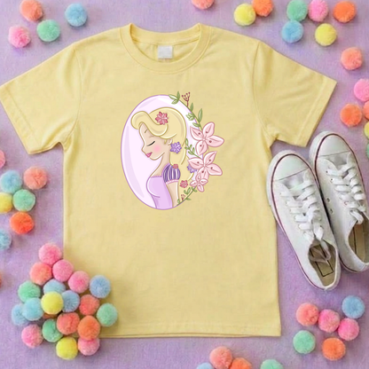 Rapunzel Princess Tower Inspired Printed T-Shirt, Princess Movie, Golden Hair Princess- Adults & Kids Sizes - Cotton T-Shirt