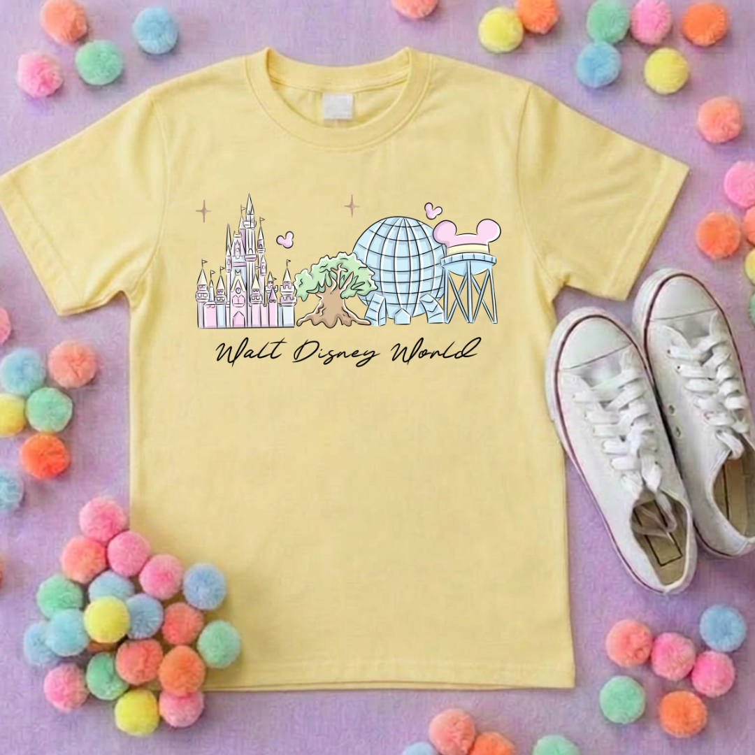 Exclusive Design, 4 Park Pastel Tee, Park Life T-Shirt, Ears, Florida, Orlando, Cruise Holidays T-Shirts, Holiday Outfits - Adults & Kids Sizes - Cotton T-Shirt