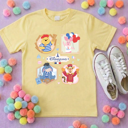 Pooh French Oh La La Full Art Park Life T-Shirt, Ears, Florida, Orlando, Cruise Holidays T-Shirts, Holiday Outfits - Adults & Kids Sizes - Cotton T-Shirts