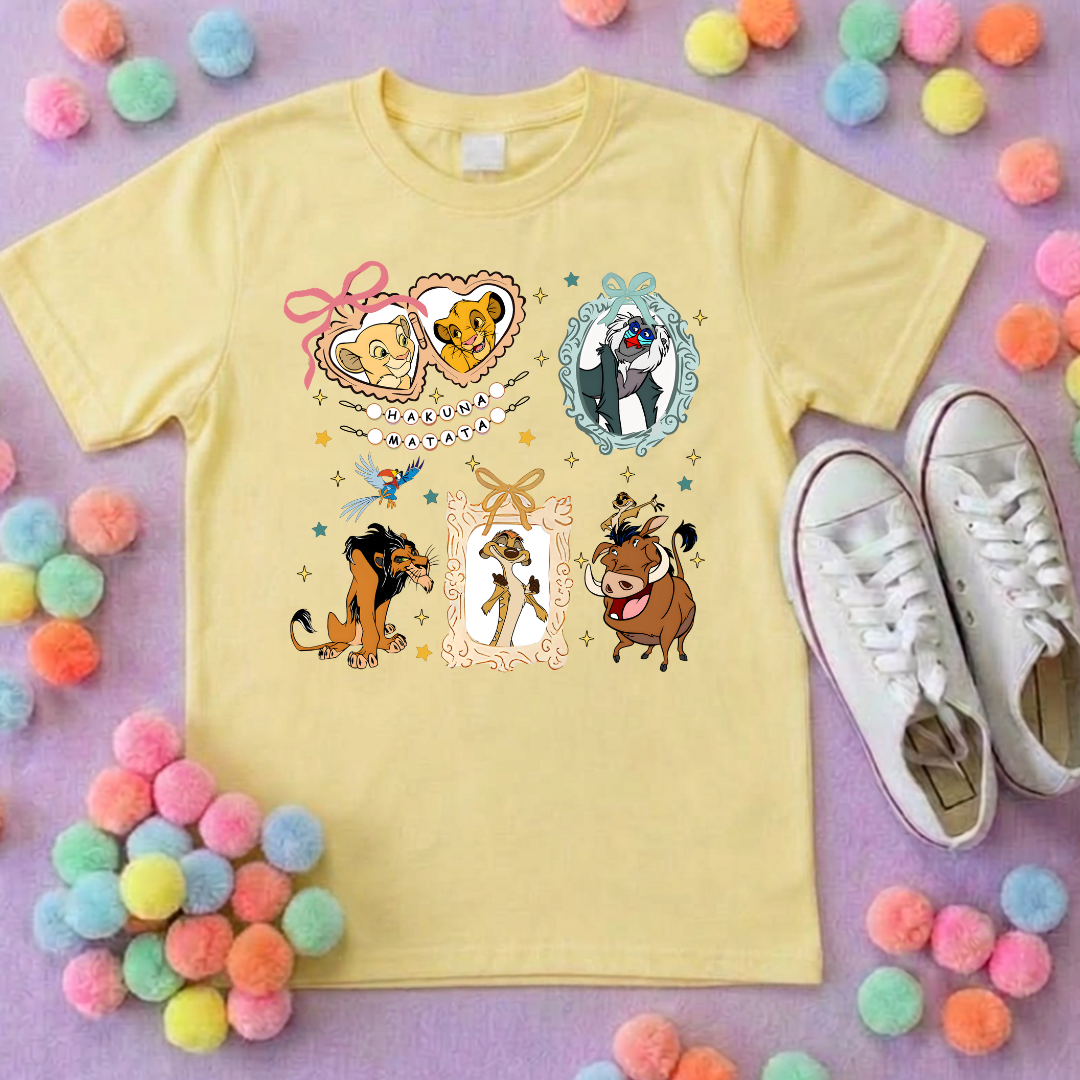 King Lion Inspired Printed White T-Shirt, Lions, Nala Simba, Mufasa, Inspired Character T-Shirts - Adults & Kids Sizes - Cotton T-Shirt