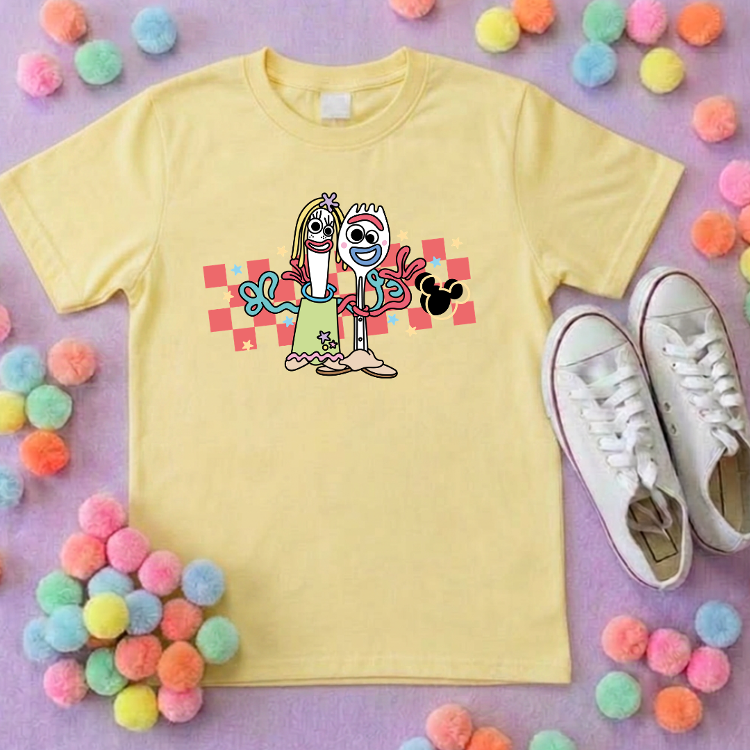 Toys Story Forky & Knifey Art Park Life T-Shirt, Ears, Florida, Orlando, Cruise Holidays T-Shirts, Holiday Outfits - Adults & Kids Sizes - Cotton T-Shirt