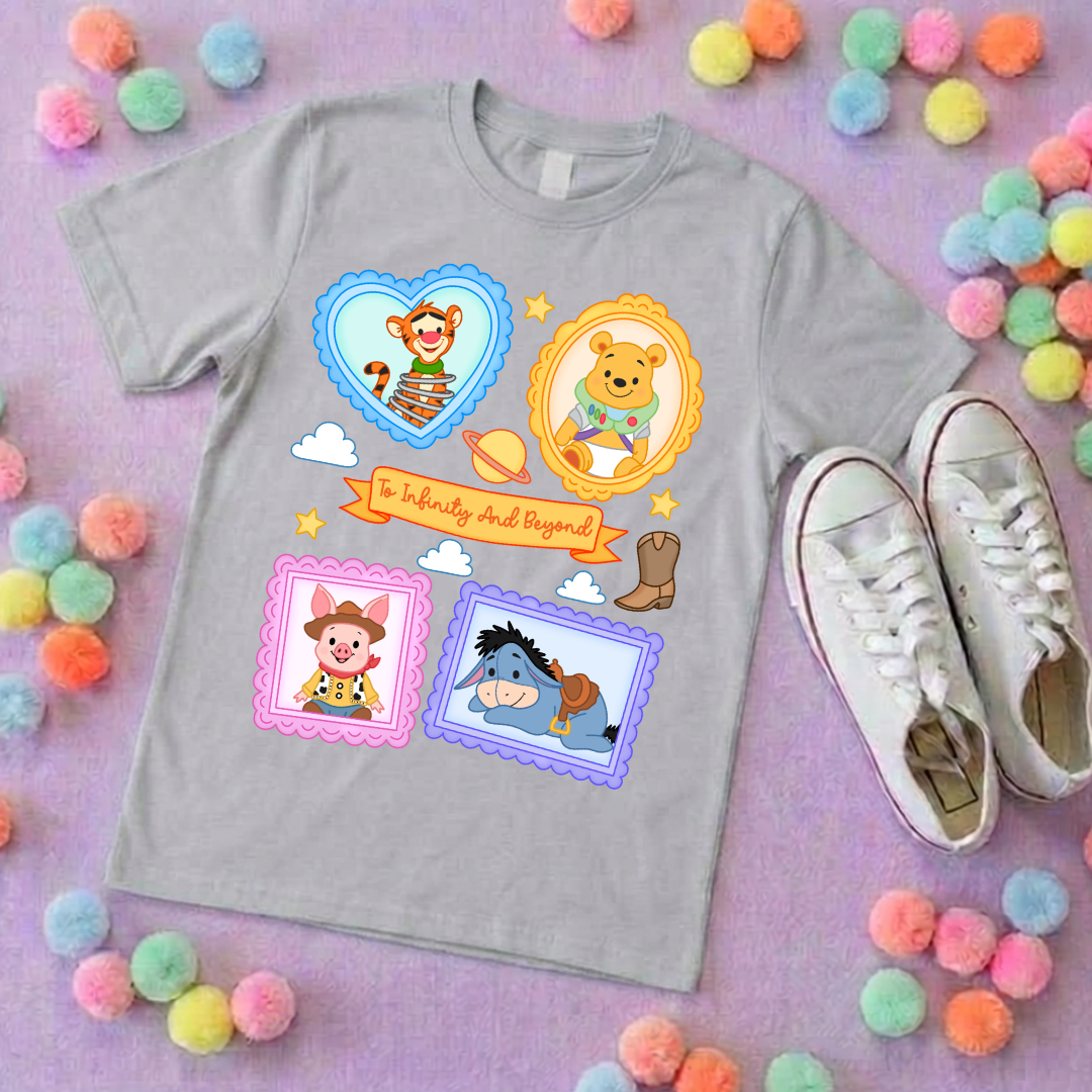 Pooh Toys Story Besties Full Art Park Life T-Shirt, Ears, Florida, Orlando, Cruise Holidays T-Shirts, Holiday Outfits - Adults & Kids Sizes - Cotton T-Shirt