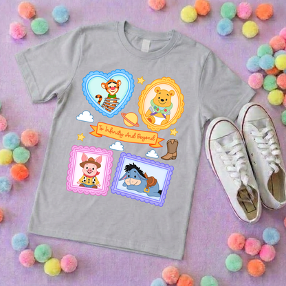 Pooh Toys Story Besties Full Art Park Life T-Shirt, Ears, Florida, Orlando, Cruise Holidays T-Shirts, Holiday Outfits - Adults & Kids Sizes - Cotton T-Shirt