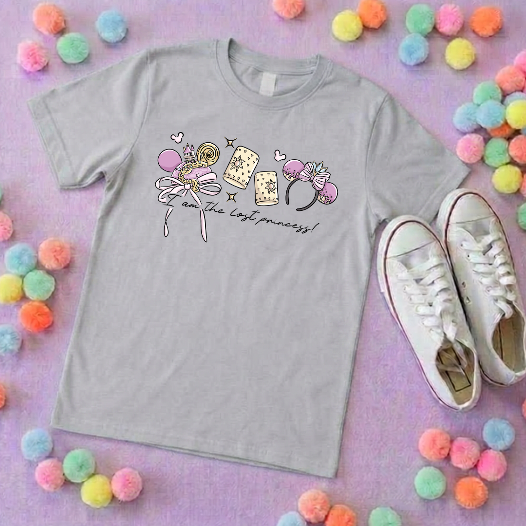 Rapunzel Princess Tower Inspired Printed T-Shirt, Princess Movie, Mouse Ears, Golden Hair Princess- Adults & Kids Sizes - Cotton T-Shirt