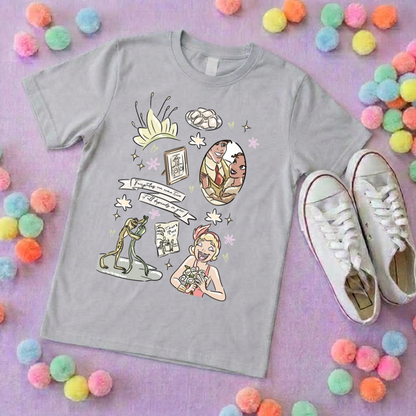 Bayou Frog Princess Full Art Inspired Printed T-Shirt, Princess Movie, Mouse Ears, Princess- Adults & Kids Sizes - Cotton T-Shirt