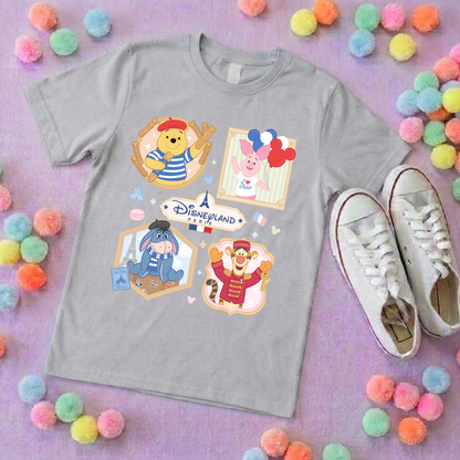 Pooh French Oh La La Full Art Park Life T-Shirt, Ears, Florida, Orlando, Cruise Holidays T-Shirts, Holiday Outfits - Adults & Kids Sizes - Cotton T-Shirts