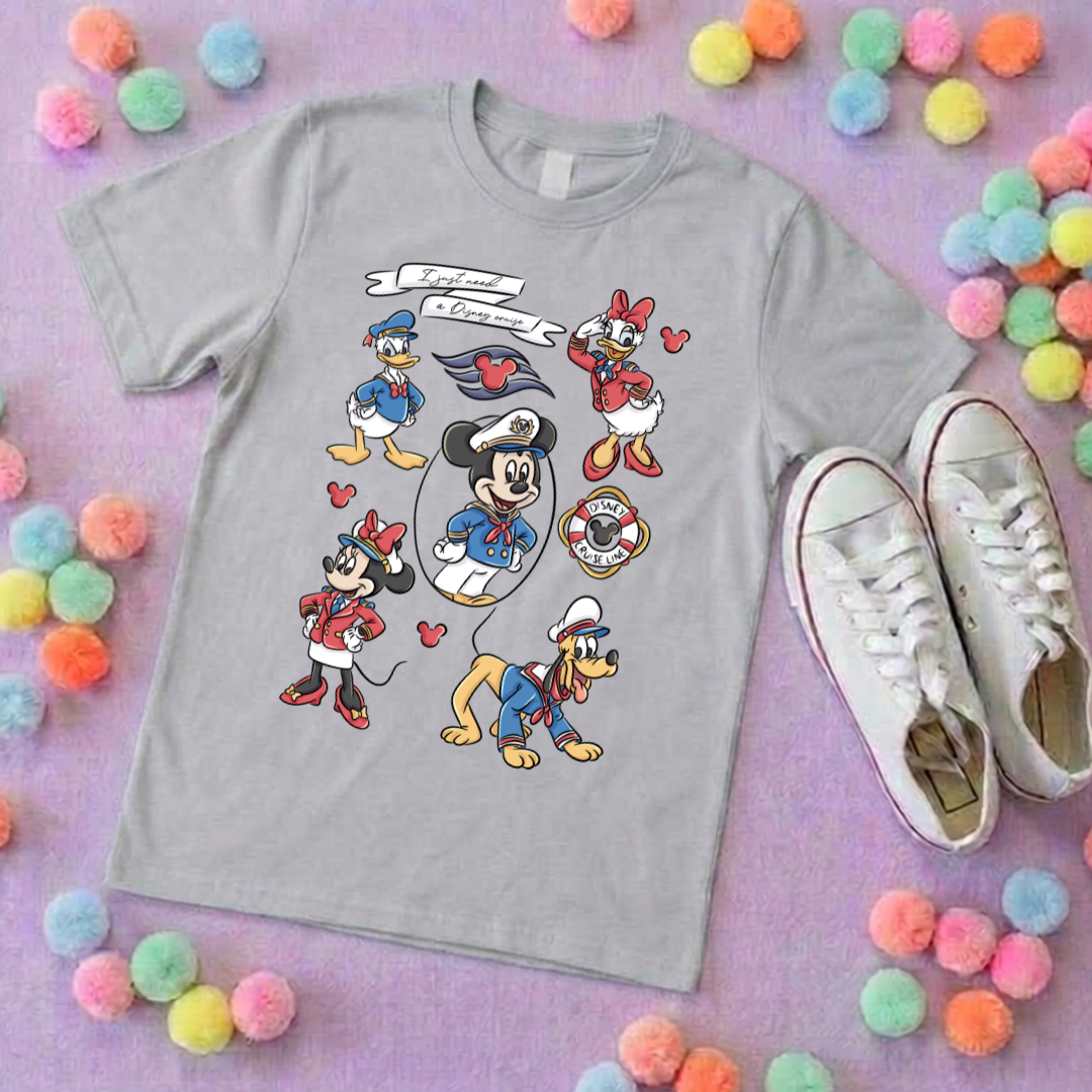 Cruise Mouse Ears Full Art T-Shirt, Ears, Florida, Orlando, Cruise Holidays T-Shirts, Holiday Outfits - Adults & Kids Sizes - Cotton T-Shirt
