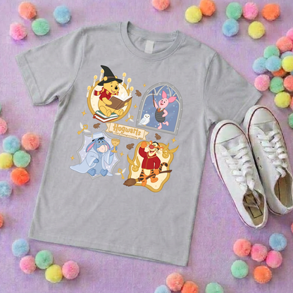 Winnie in Hogwarts Full Art Park Life T-Shirt, Ears, Florida, Orlando, Cruise Holidays T-Shirts, Holiday Outfits - Adults & Kids Sizes - Cotton T-Shirts