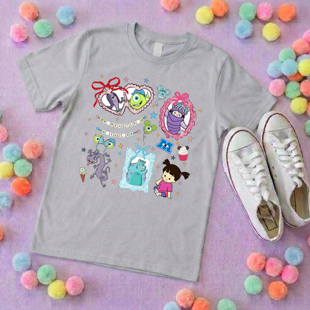 Monsters, Boo Inspired Printed T-Shirt, Monsters Inc, University, Mike, Sully, Boo and Friends - Adults & Kids Sizes - Cotton T-Shirt