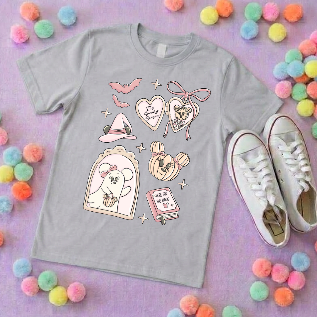 Halloween Ghost Mouse and Ears T-Shirt, Ears, Florida, Orlando, Jumper, Halloween Outfits, - Adults & Kids Sizes - Cotton T-Shirt