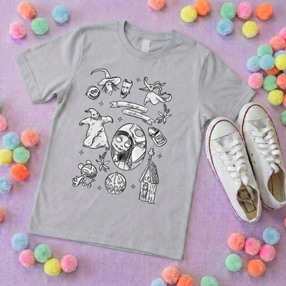 Skellington King Printed T-Shirt, Florida, Orlando, Jack and Sally, Zero, NBC - Adults & Kids Sizes - Cotton T-Shirt