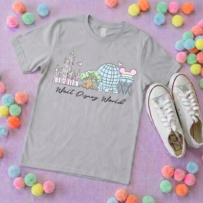 Exclusive Design, 4 Park Pastel Tee, Park Life T-Shirt, Ears, Florida, Orlando, Cruise Holidays T-Shirts, Holiday Outfits - Adults & Kids Sizes - Cotton T-Shirt