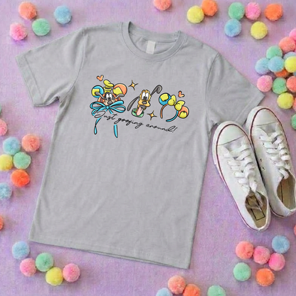 Goofing Around, Goofy, Pluto Inspired Printed White T-Shirt, Yellow Dog, Goofy - Adults & Kids Sizes - Cotton T-Shirt