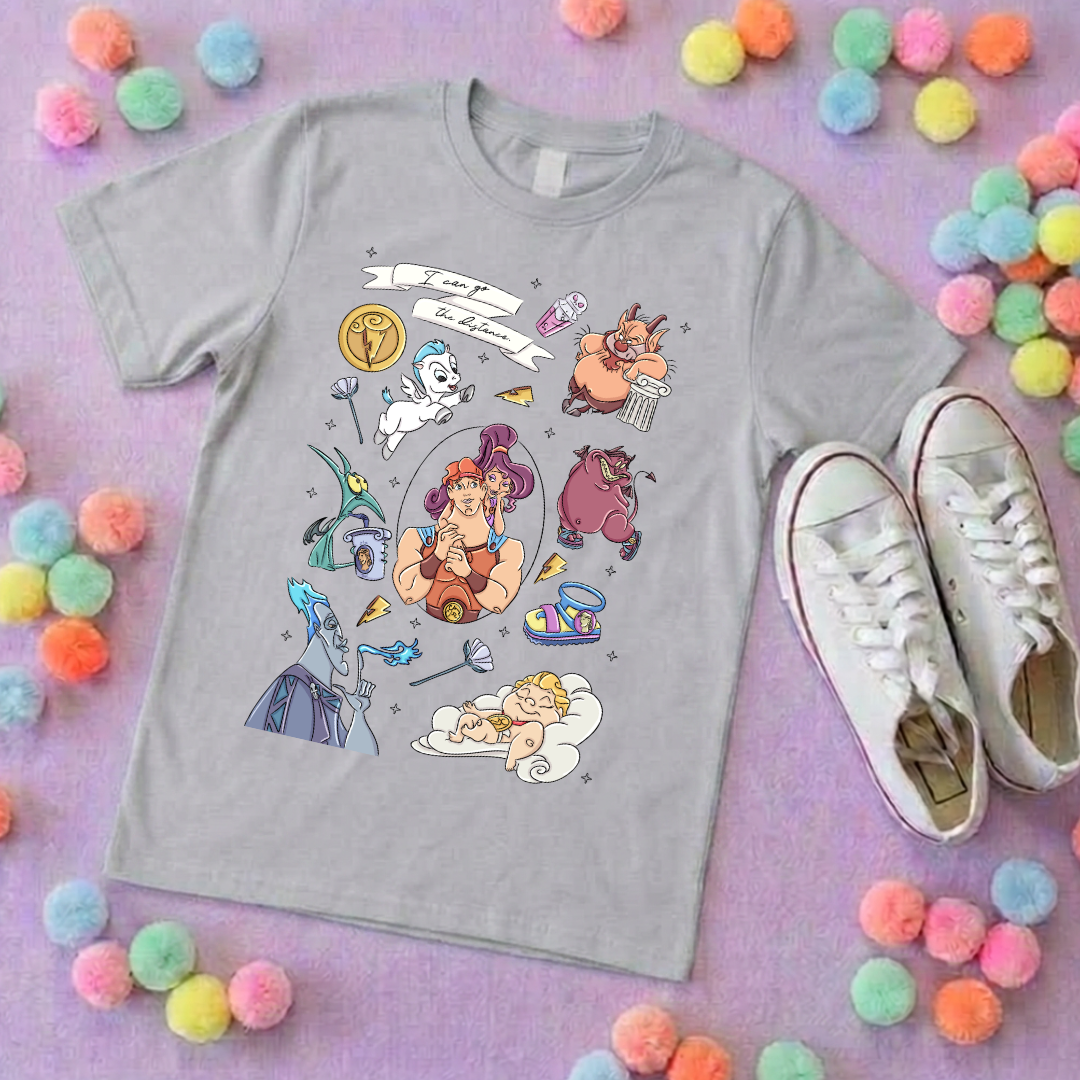 Hercules, Pegasus Full Art Inspired Printed Sand T-Shirt, Greek Gods, Muses, Hades Inspired Character T-Shirts - Adults & Kids Sizes - Cotton T-Shirt