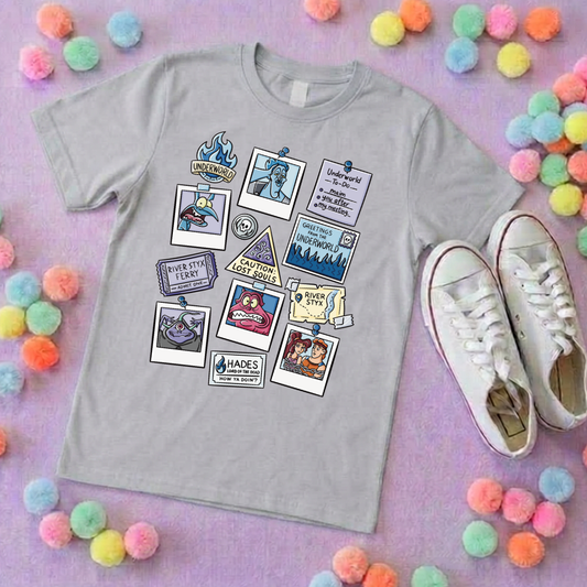 Underworld Hades Full Art Inspired Printed Sand T-Shirt, Greek Gods, Muses, Hades Inspired Character T-Shirts - Adults & Kids Sizes - Cotton T-Shirt