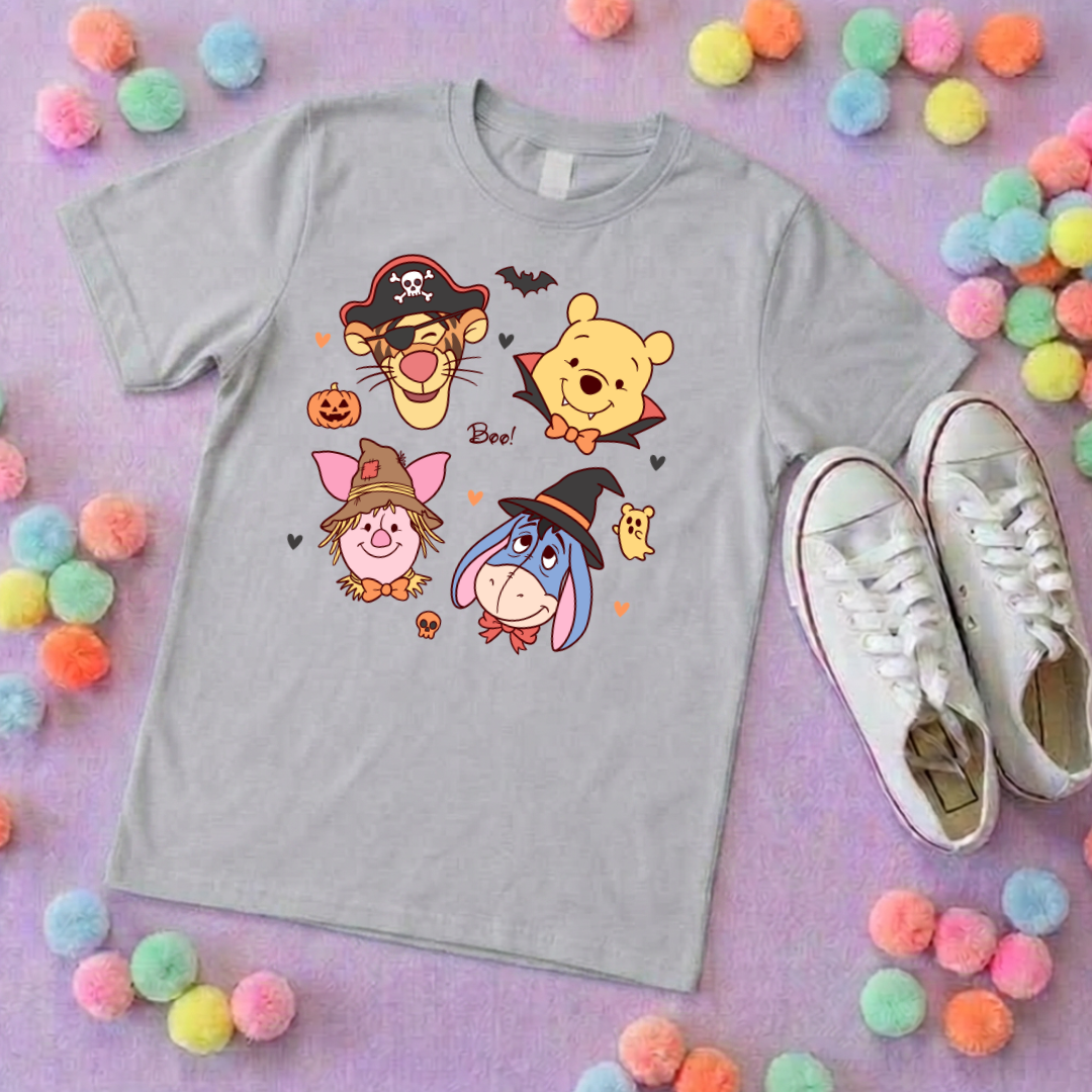 Pooh Halloween Besties Park Life T-Shirt, Ears, Florida, Orlando, Cruise Holidays T-Shirts, Holiday Outfits - Adults & Kids Sizes - Cotton T-Shirt