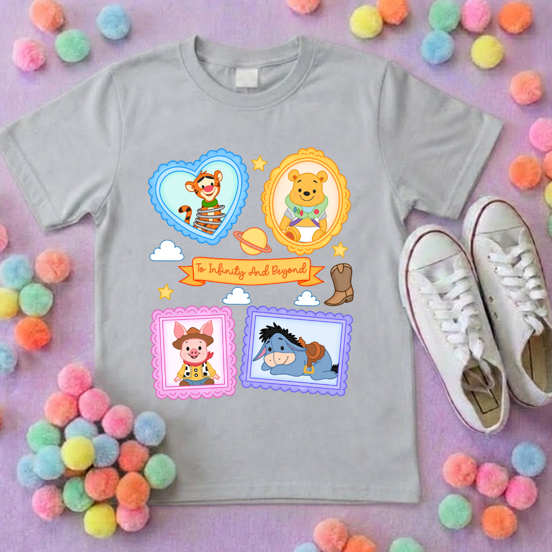 Pooh Toys Story Besties Full Art Park Life T-Shirt, Ears, Florida, Orlando, Cruise Holidays T-Shirts, Holiday Outfits - Adults & Kids Sizes - Cotton T-Shirt